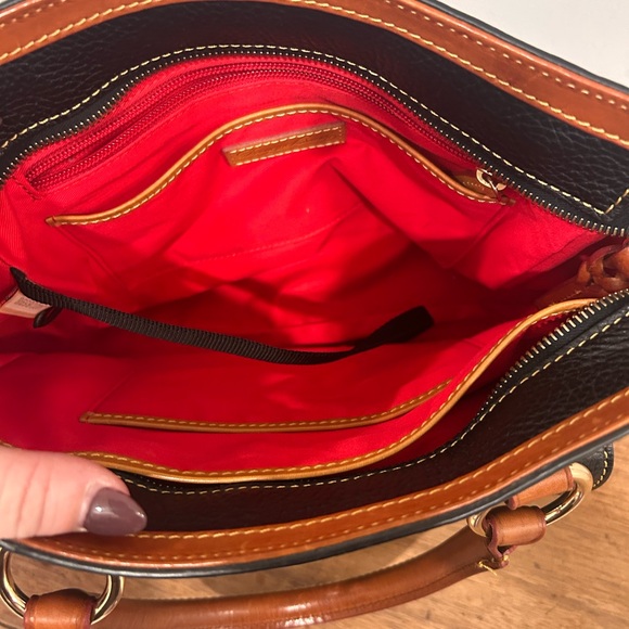 Dooney & Bourke Black and Brown Leather Satchel